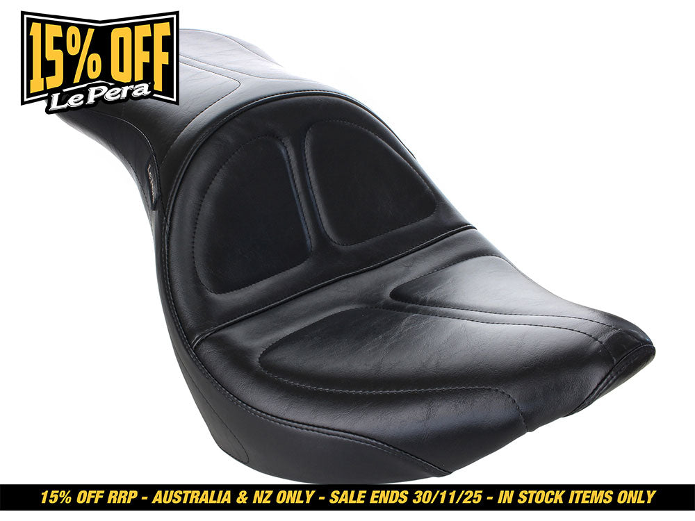 Maverick Dual Seat with Stitch. Fits Softail Slim & Street Bob 2018up & Standard 2020up.