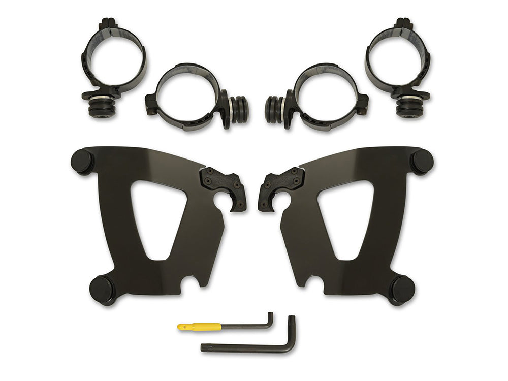 Black Road Warrior Trigger-Lock Mounting Hardware. Fits Fat Bob 2018-2024