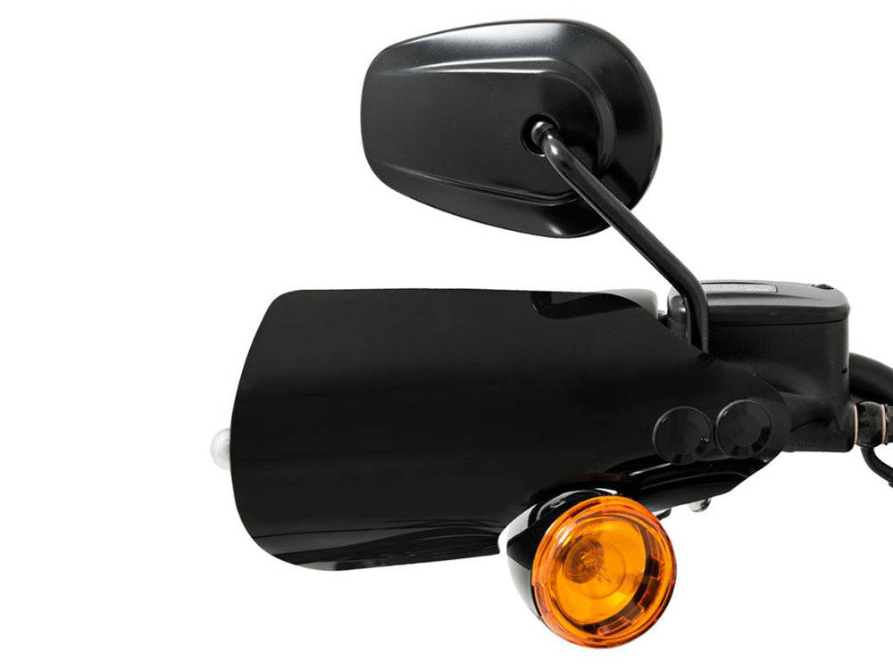 Handguards – Black. Fits Softail 2018-2024 & Road King 2021up running OEM Front Indicators – Memphis Shades