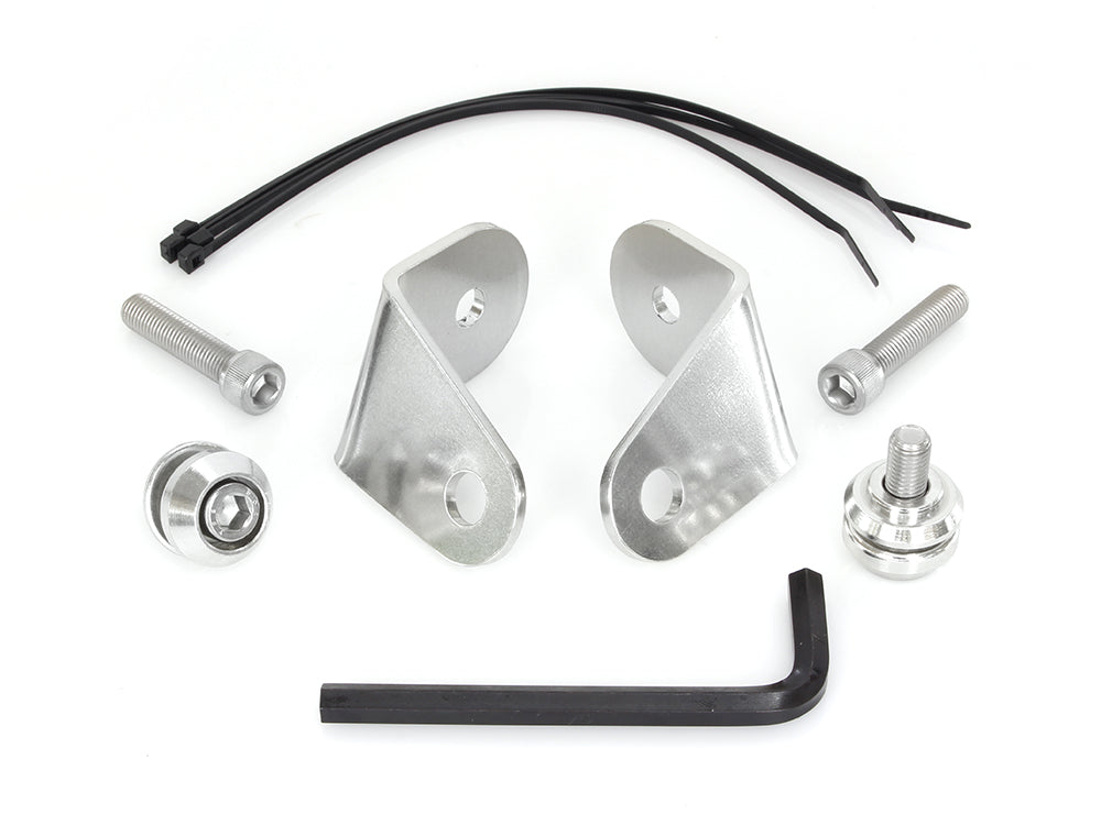 Front Turn Signal Relocation Brackets. Fits FL Softail 1986-2017 With Spotlight Bar, with Batwing Fairing.