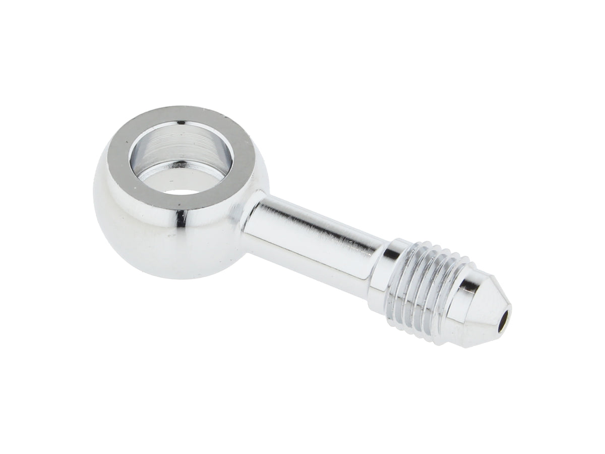 Chrome 3/8in. (10mm) ID, 180 Degree Straight Banjo - Male #3 End.
