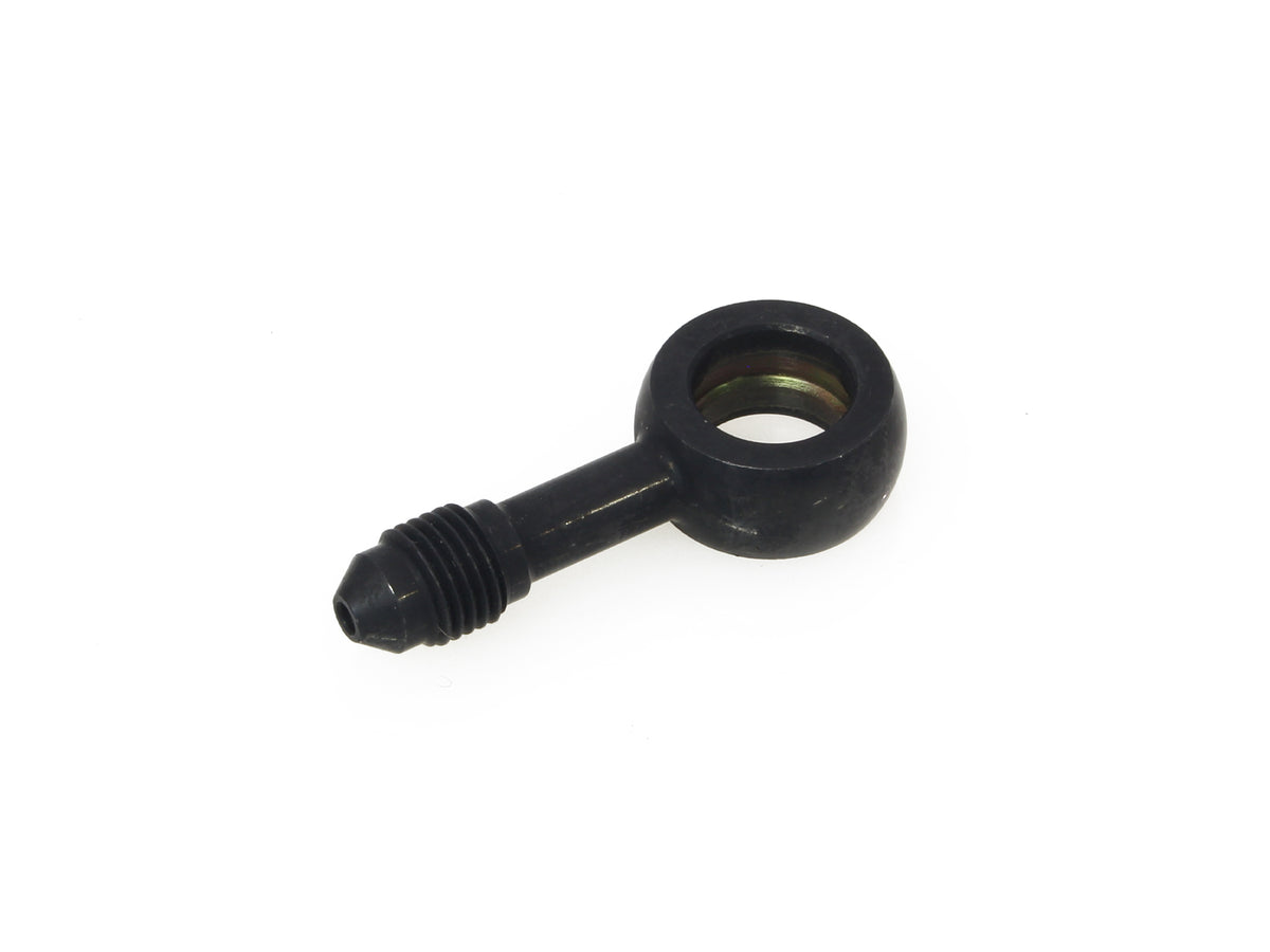 Black True 12mm ID, 180 Degree Straight Banjo - Male #3 End.