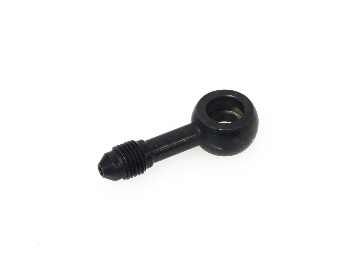 Black 3/8in. (10mm) ID, 180 Degree Straight Banjo - Male #3 End.