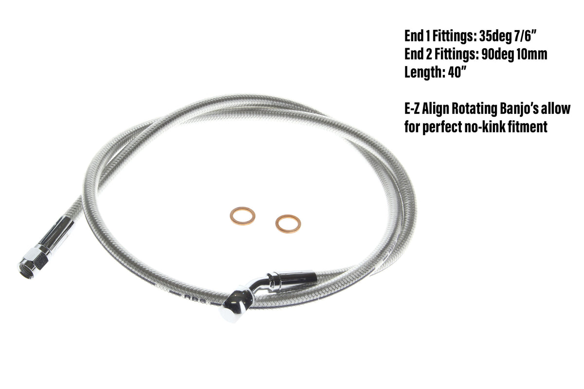 42in. E-Z Align Front Brake Line with 7/16in. x 180 Degree Banjo - Sterling Chromite.