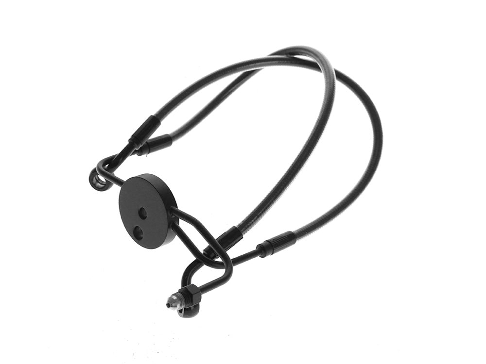 Lower Front Brake Line with T-Piece - Black Pearl. Fits Sportster 2004-2013 with Dual Front Calipers