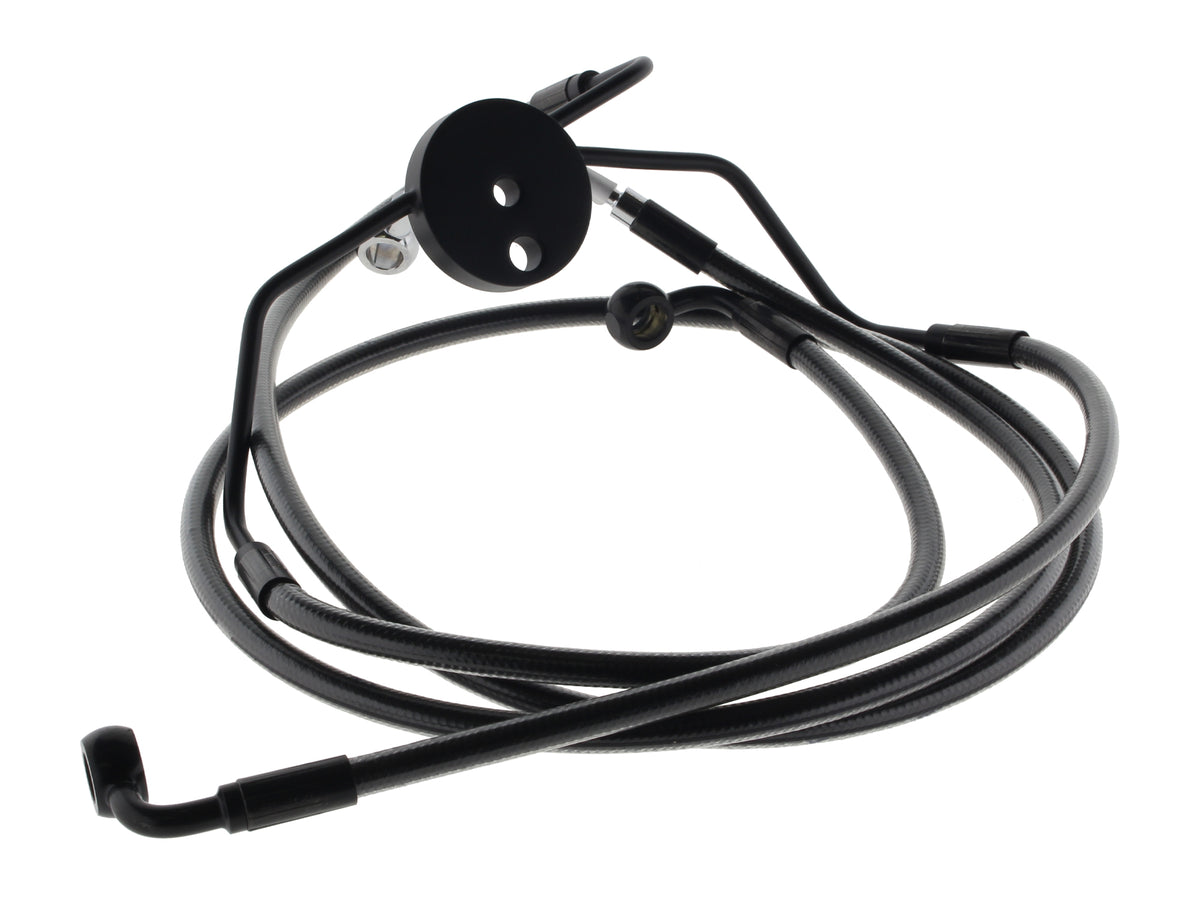 Lower Front Brake Line Assembley with T-Piece - Black Pearl. Fits Touring 2008-2013 with ABS & Dual Front Calipers.