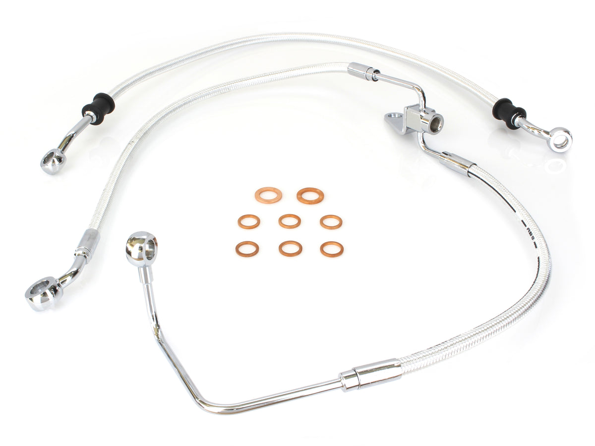Rear Brake Line - Sterling Chromite. Fits Softail 2011-2017 with ABS.
