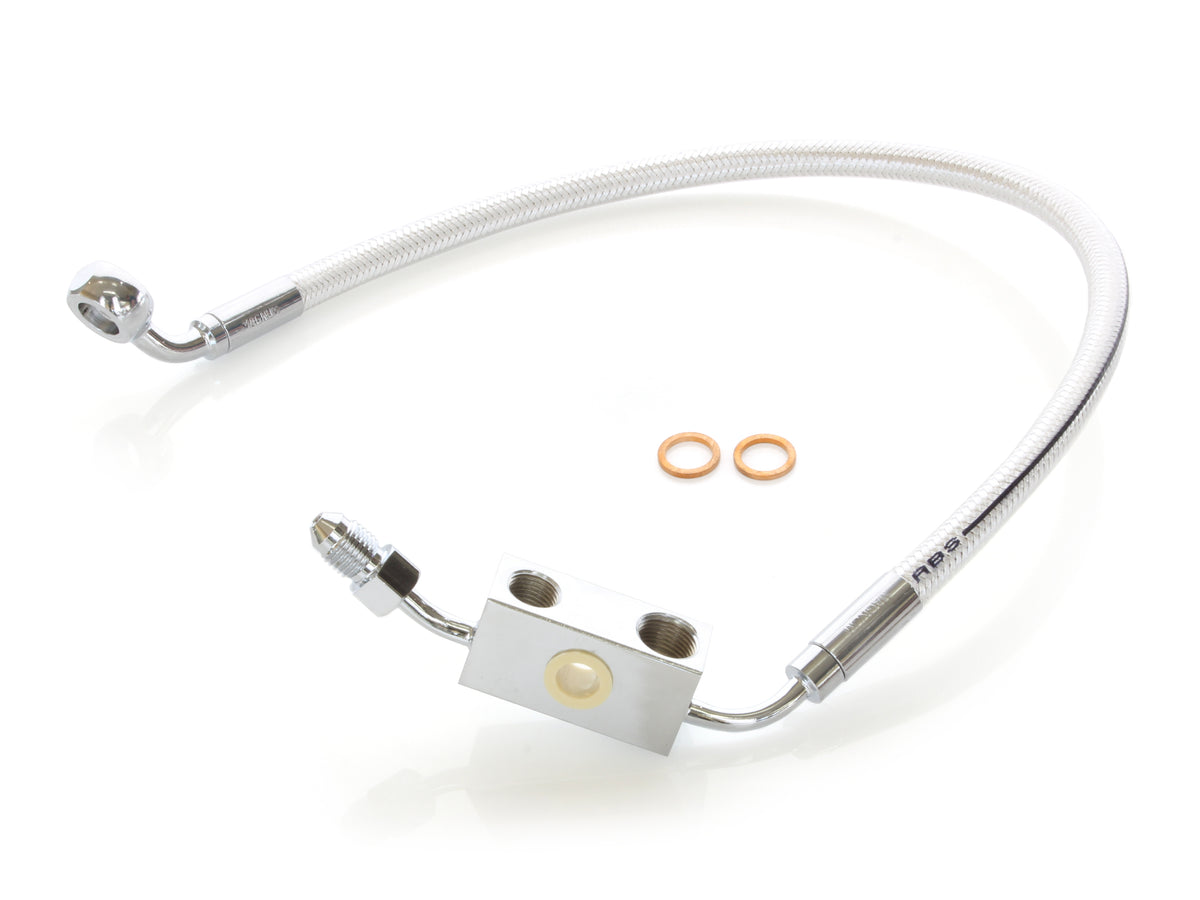 Stock Length Lower Front Brake Line - Sterling Chromite. Fits Sportster 2014-2021