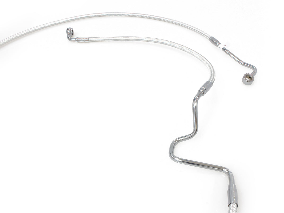 +2in. Over Length Lower Front Brake Line - Sterling Chromite. Fits Touring 2014-2023
