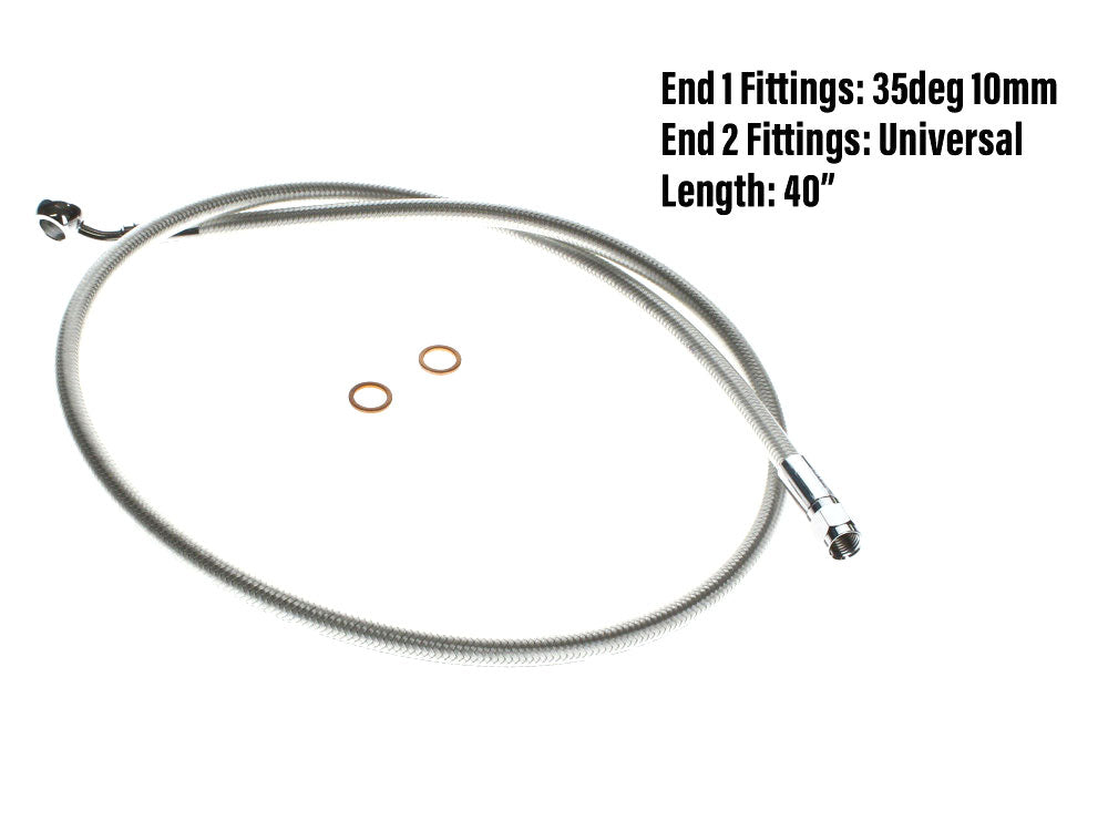40in. Upper Front Brake Line with 10mm x 35 Degree Banjo - Sterling Chromite.