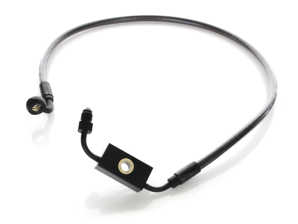 +4in. Over Length Lower Front Brake Line - Black Pearl. Fits Dyna 2012-2017