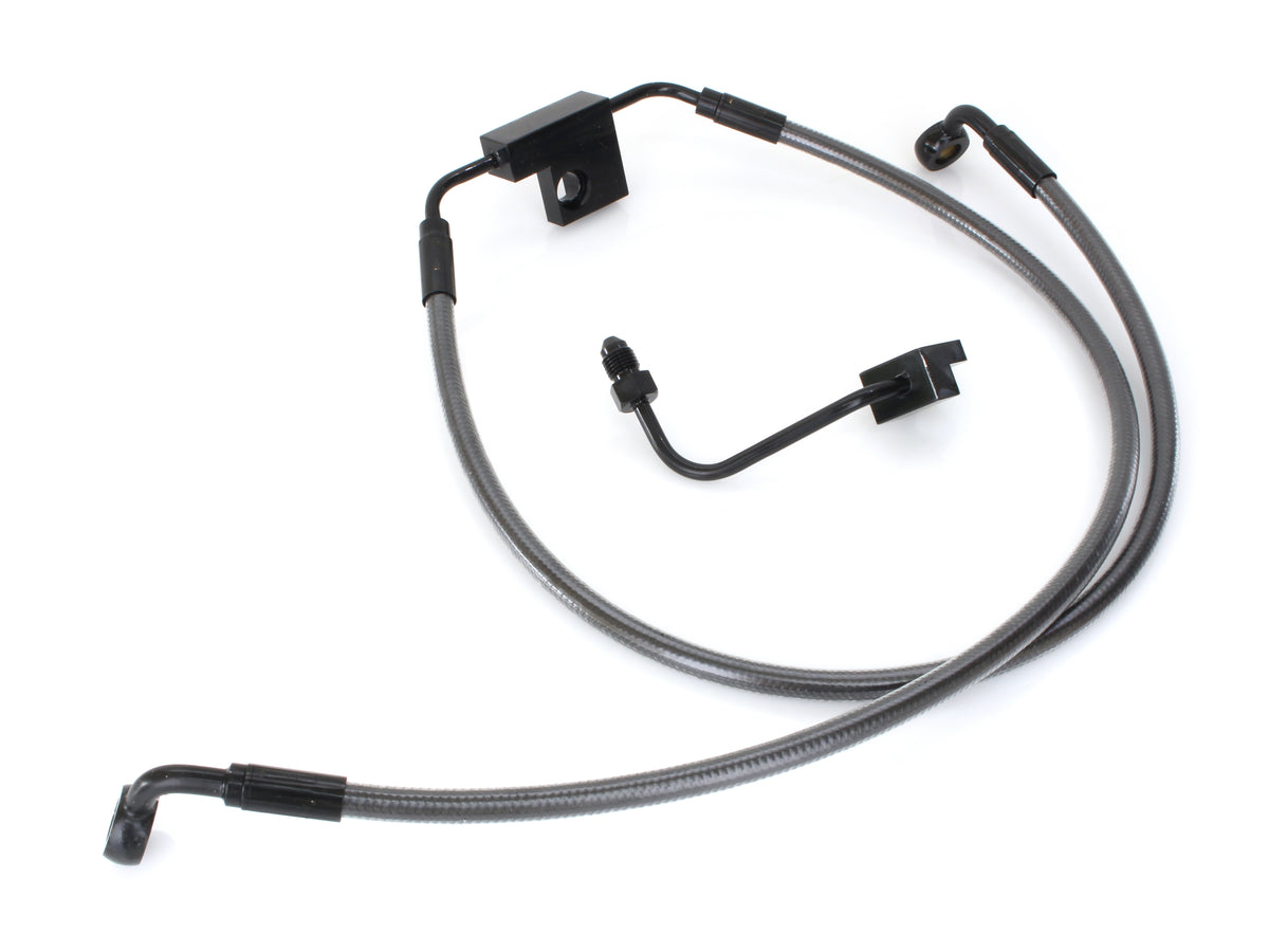 +2in. Over Length Lower Front Brake Line - Black Pearl. Fits Dyna Fat Bob 2012-2017 & Dyna Low Rider 2014-2017