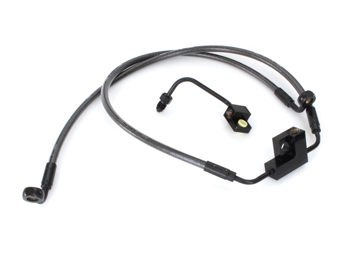 +2in. Over Length Lower Front Brake Line - Black Pearl. Fits Dyna Fat Bob 2012-2017 & Dyna Low Rider 2014-2017