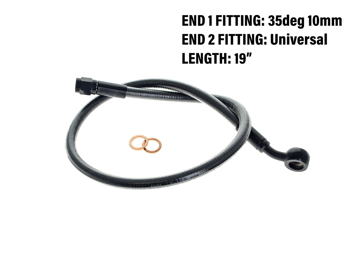 19in. Upper Front Brake Line with 10mm x 35 Degree Banjo - Black Pearl.