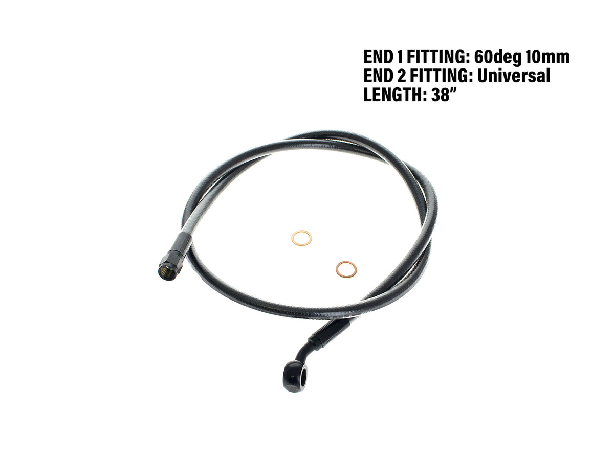 38in. Upper Front Brake Line with 10mm x 35 Degree Banjo - Black Pearl.