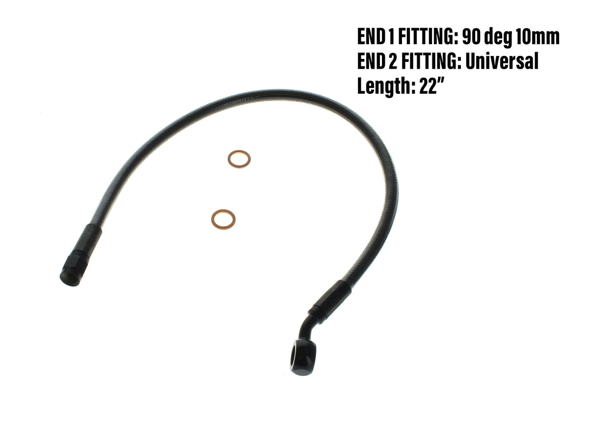 22in. Upper Front Brake Line with 10mm x 90 Degree Banjo - Black Pearl.