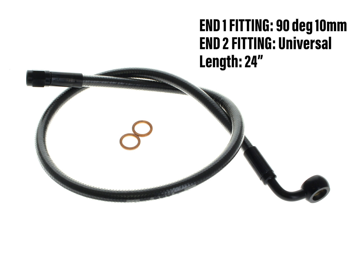 24in. Upper Front Brake Line with 10mm x 90 Degree Banjo - Black Pearl.