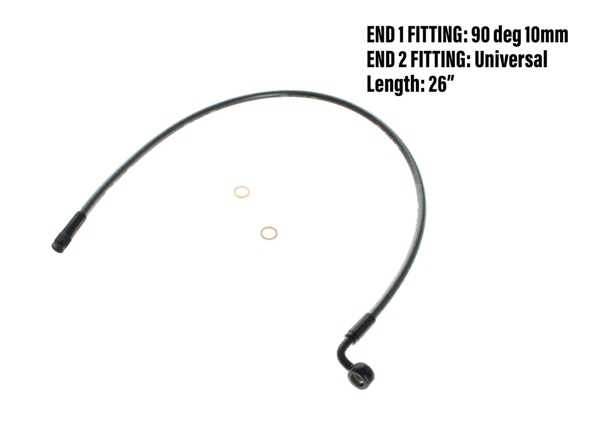 26in. Upper Front Brake Line with 10mm x 90 Degree Banjo - Black Pearl.