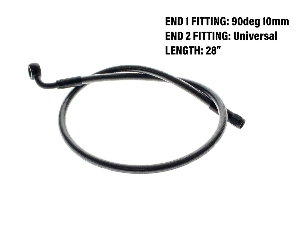 28in. Upper Front Brake Line with 10mm x 90 Degree Banjo - Black Pearl.
