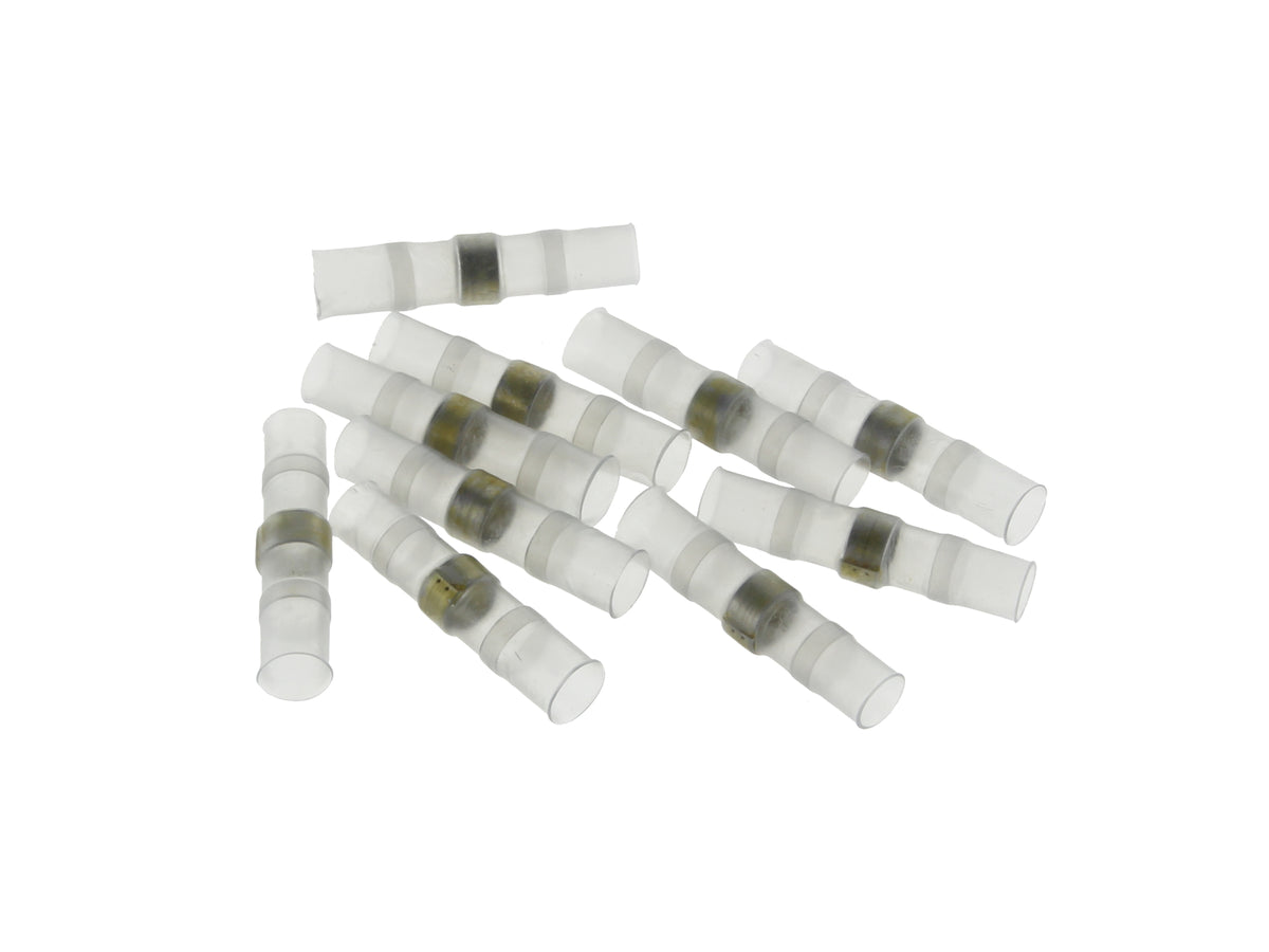 Heat Shrinkable Butt Splice with Low Temperature Solder - Pack of 10. Fits #12-#10 Gauge Wire.