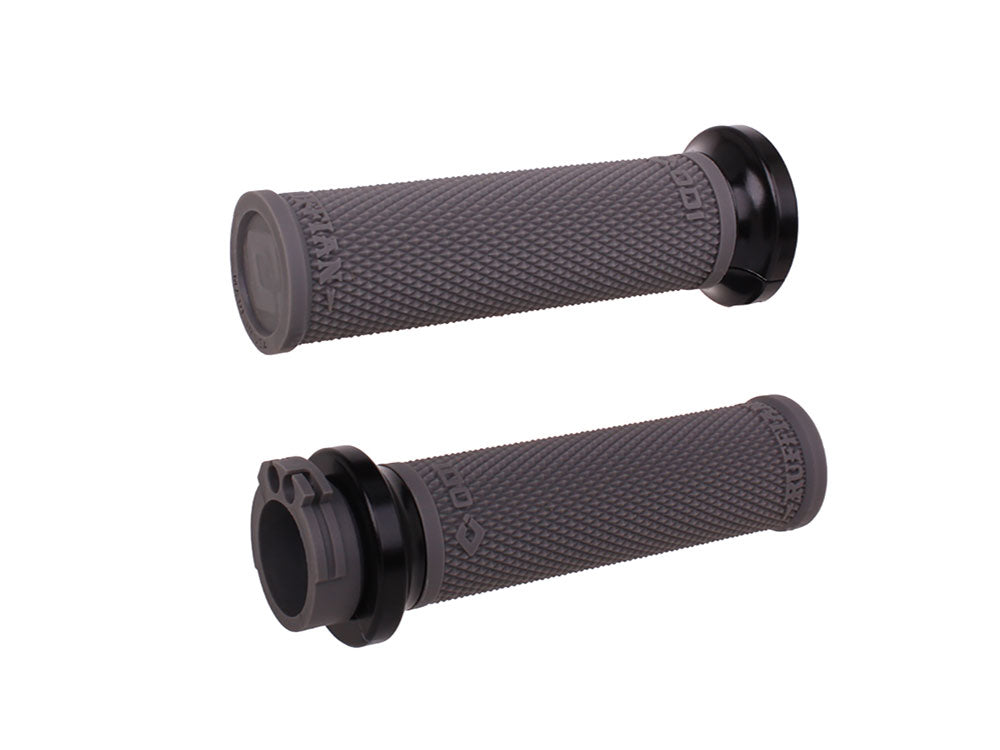 Ruffian Lock-On Handgrips – Graphite/Black. Fits H-D with Throttle Cable – ODI Grips & Bars