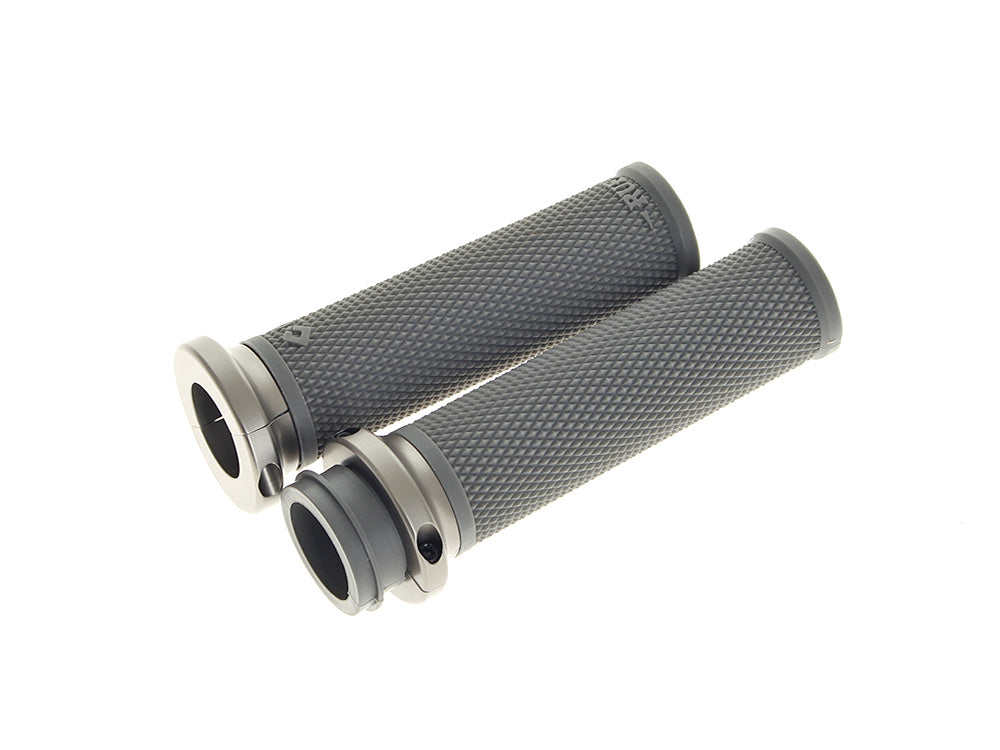 Ruffian Lock-On Handgrips – Graphite/Gun Metal. Fits H-D with Throttle Cable – ODI Grips & Bars