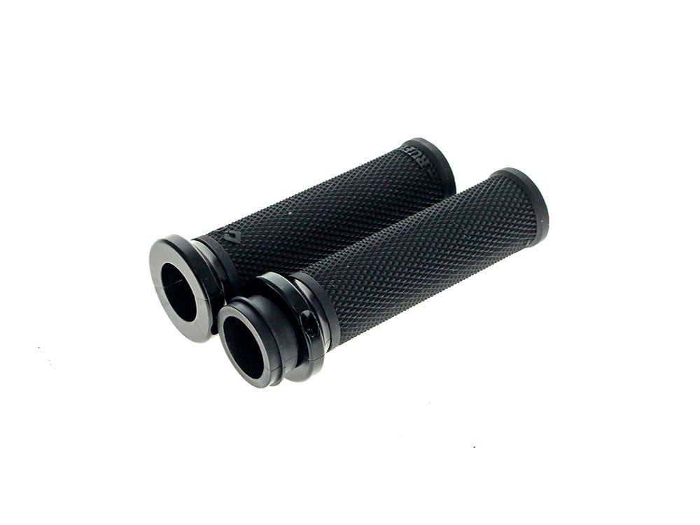 Ruffian Lock-On Handgrips – Black/Black. Fits Big Twin 2008-2024 with Throttle-by-Wire – ODI Grips & Bars