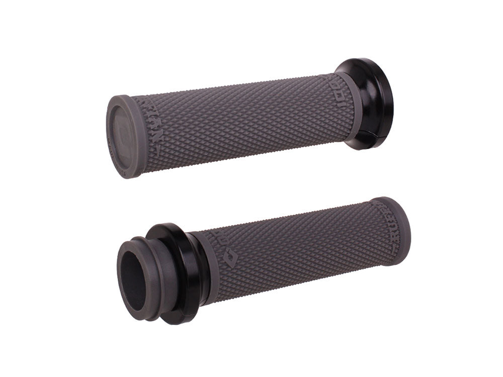 Ruffian Lock-On Handgrips – Graphite/Black. Fits Big Twin 2008-2024 with Throttle-by-Wire – ODI Grips & Bars