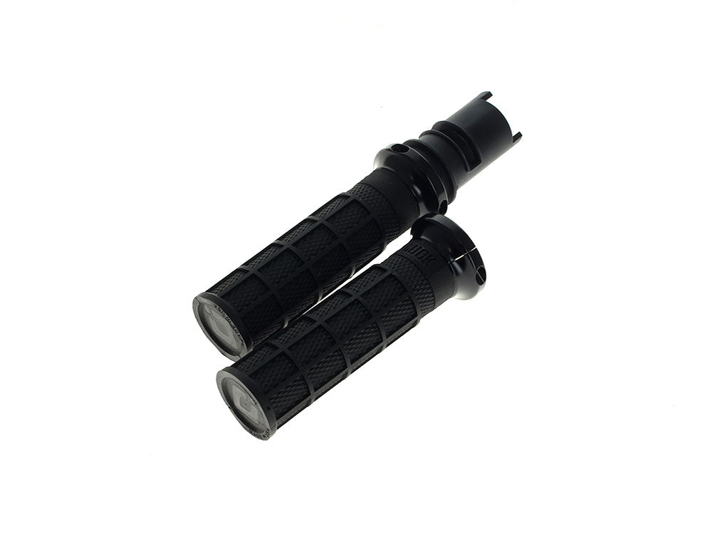 Hart-Luck Full Waffle Lock-On Handgrips - Black. Fits CVO Touring 2023up, Street Glide & Road Glide 2024up, Touring 2025up & Softail 2025up