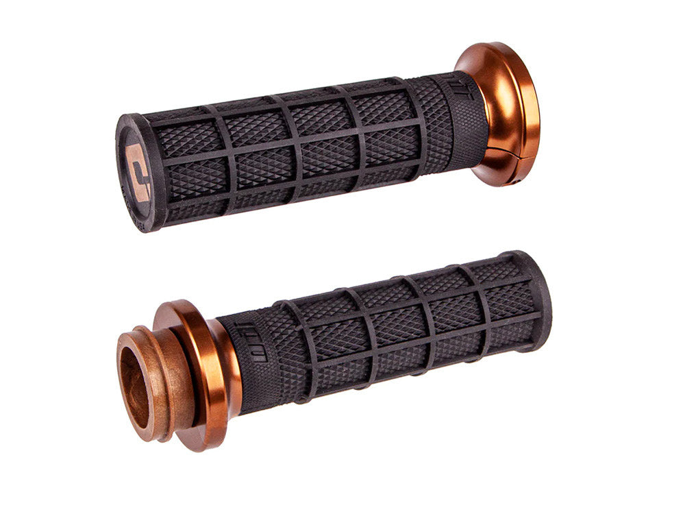 Hart-Luck Full Waffle Lock-On Handgrips – Bronze. Fits H-D 2008up With Throttle-By-Wire.