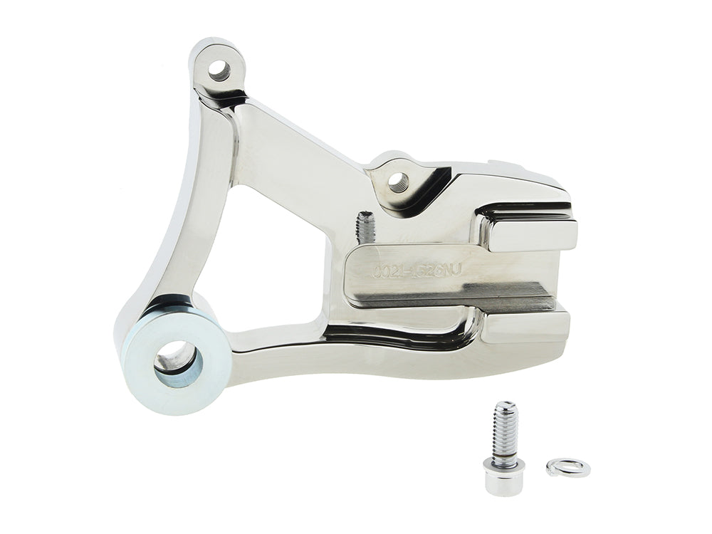 Right Hand Rear Caliper Mount - Chrome. Fits Dyna 1991-1999 with 11.5in. Disc Rotor when using Performance Machine 125x4R Caliper.