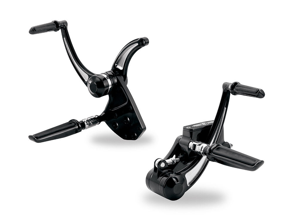 Standard Length Forward Controls – Black Contrast Cut. Fits Softail 1984-1999.