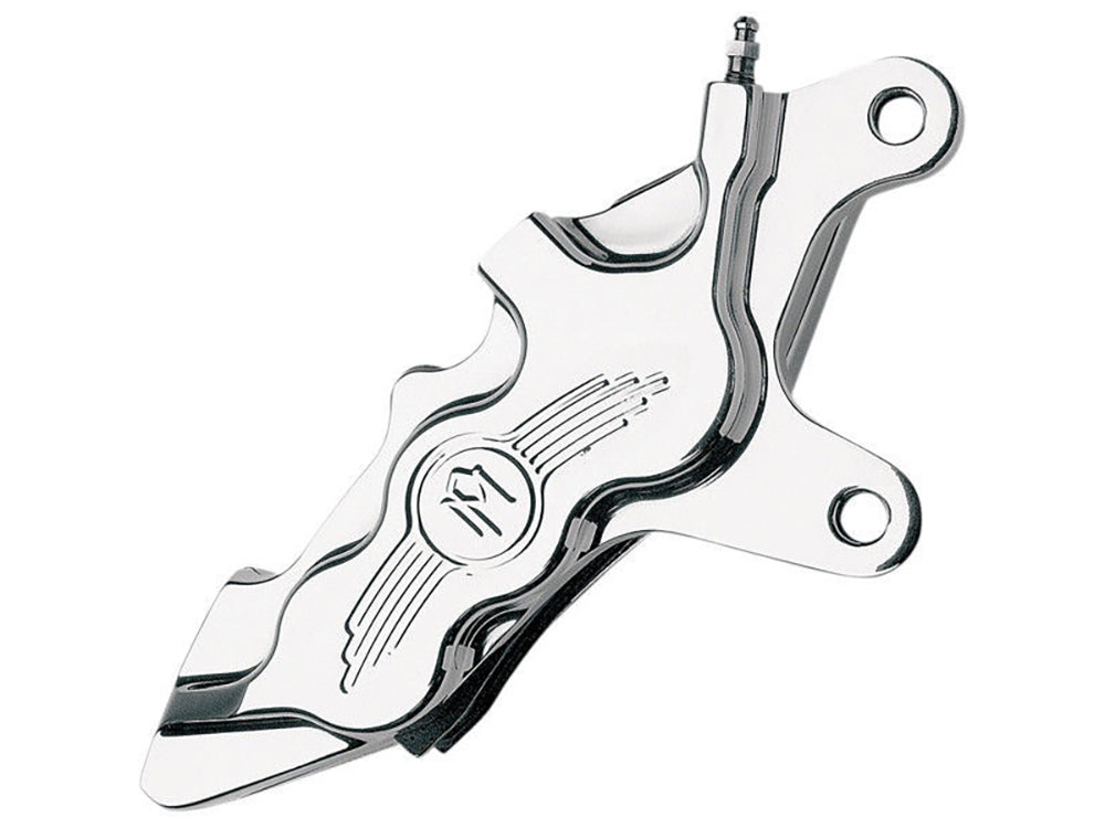 Right Hand Front 6 Piston Caliper - Chrome. Fits Softail 2000-2014, Dyna 2000-2017, Touring 2000-2007 & Sportster 2000-2007.