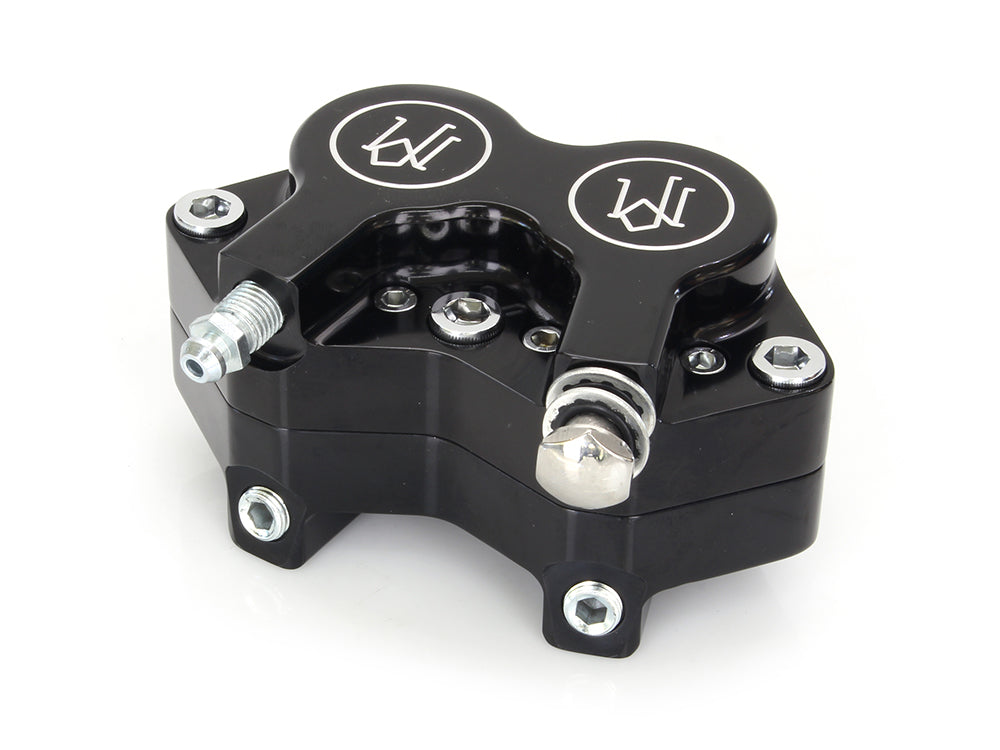 Right Hand Front 4 Piston Caliper - Black Contrast Cut. Fits FXSTS Springer Softail.