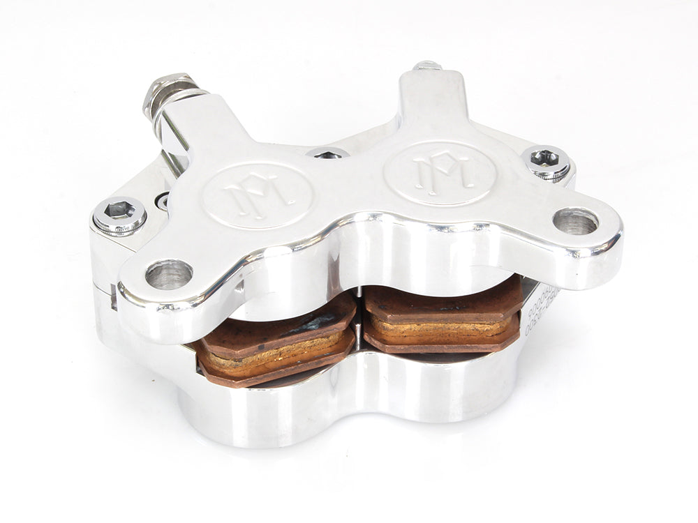 Universal 4 Piston Caliper - Polished. Fits H-D with 11.5in. Disc Rotor.