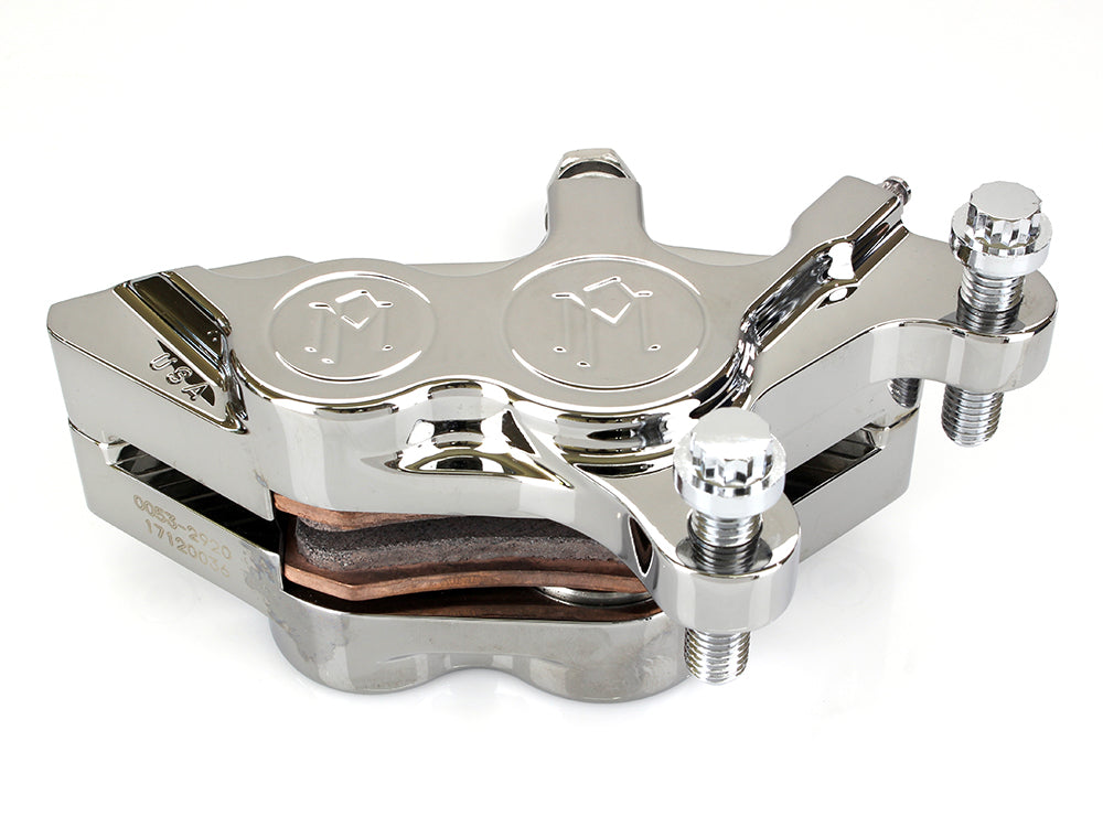 Right Hand Front 4 Piston Caliper - Chrome. Fits most Big Twin 2000up & Sportster 2000-2007 Models with 11.5in. Disc Rotor.