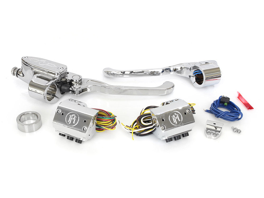 Performance Machine - Handlebar Control Kit - Chrome. Fits HD 1996-2011 with Clutch Cable & Throttle with Single Disc Rotor.