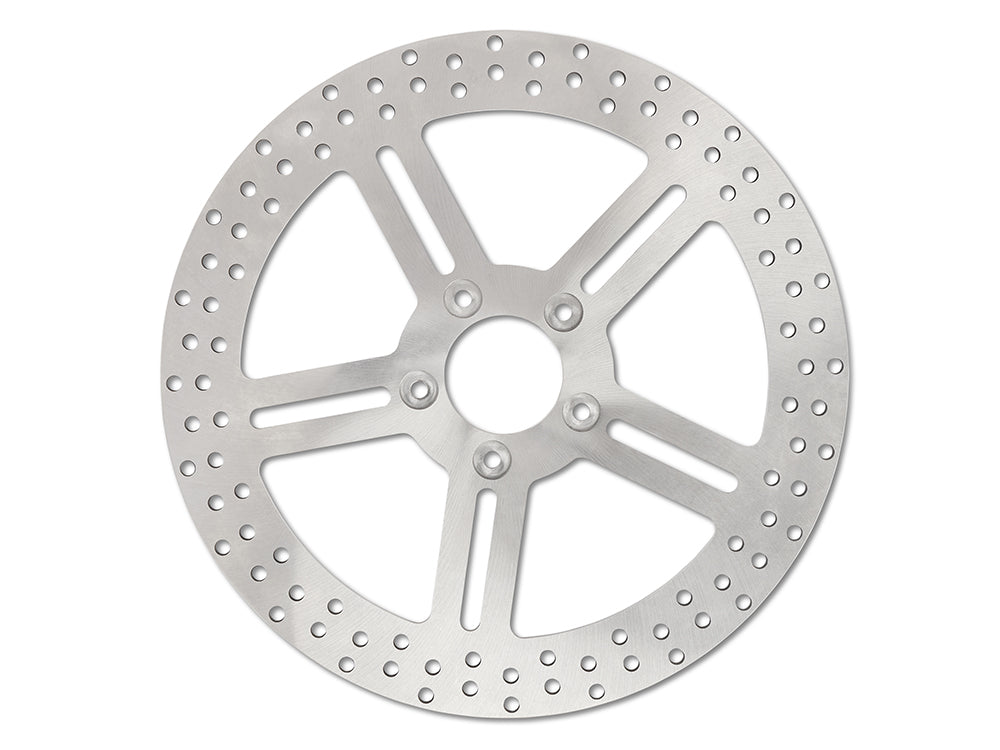 13in. Front Classic 5 Spoke Stainless Steel Disc Rotor. Fits most Big Twin 2000up when upgrading to 13in. x 6 Piston Caliper.
