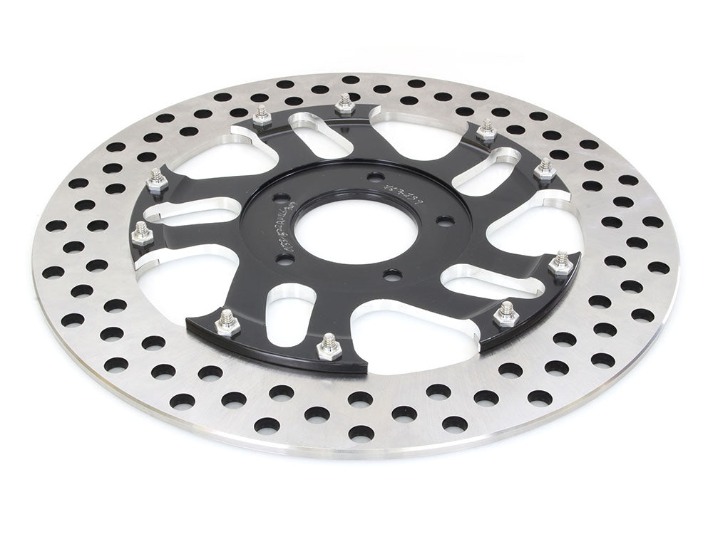 11.5in. Left Hand Front Rival Disc Rotor - Black Contrast Cut Platinum. Fits H-D 1984up with 11-1/2in. Disc Rotor(s).