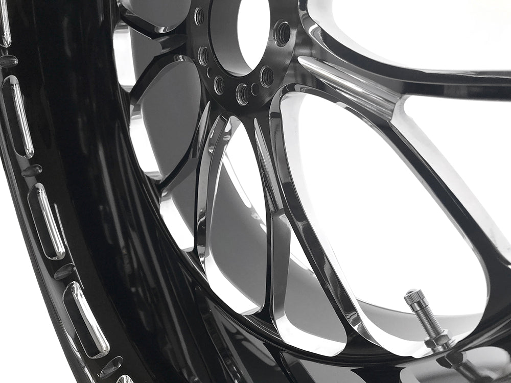 18in. x 8.50in. wide Heathen Wheel - Black Contrast Cut Platinum.