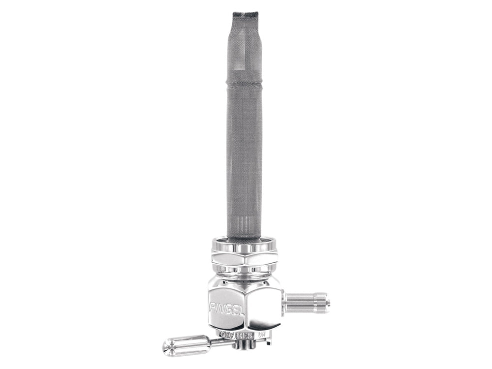 High-Flow Fuel Tap / Petcock with 22mm Thread, 5/16in. Inward Facing Fuel Outlet - Chrome. Fits Softail 1984-2006, Dyna 1991-2006, FXR 1982-1994, Touring 1988-2006, Sportster 1975-2006 & 4Spd Big Twin 1975-1986