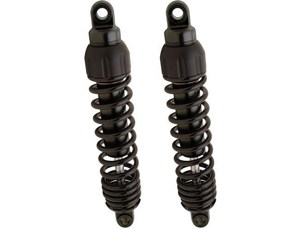 444 Series, 12.5in. Heavy Duty Spring Rate Rear Shock Absorbers - Black. Fits Dyna 1991-2017.