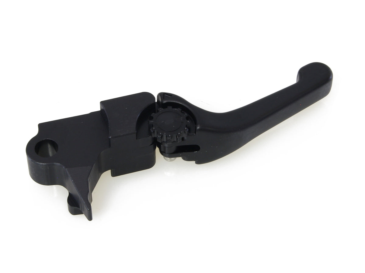 Adjustable Shorty Anthem Levers - Black. Fits Softail 1996-2014, Dyna 1996-2017, Touring 1996-2007, Sportster 1996-2003.