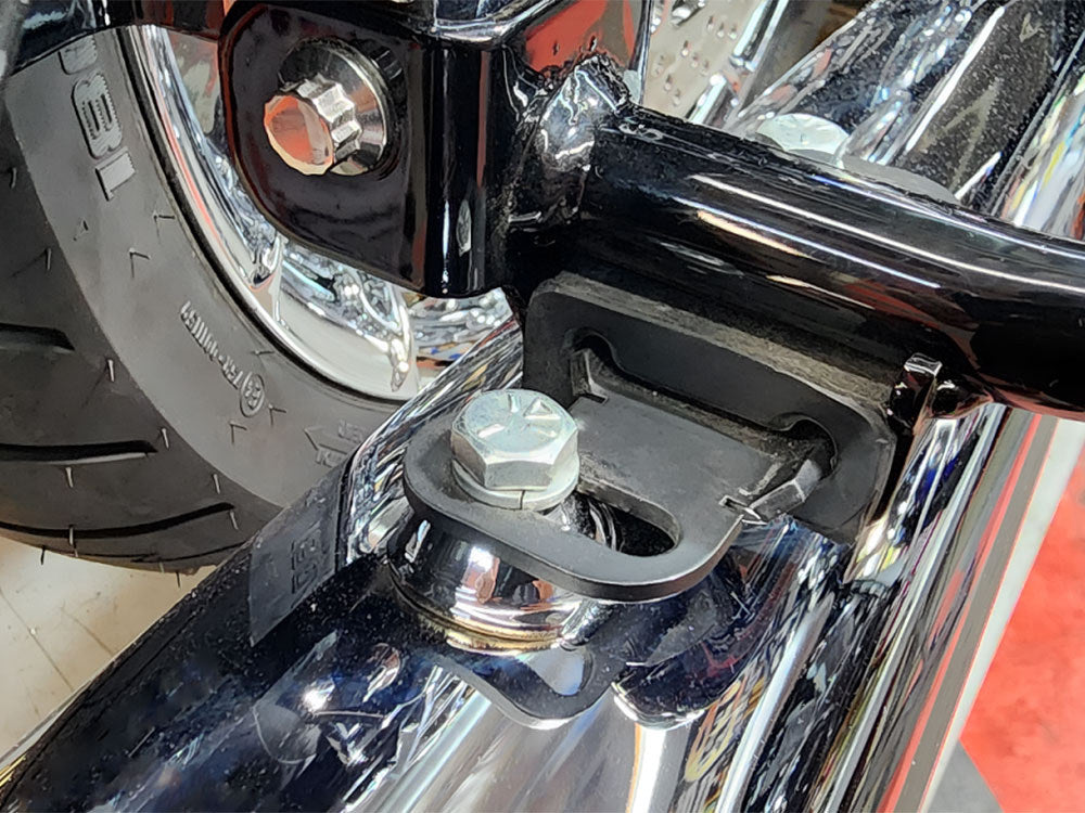 Straight Pipe Alignment Brackets – Black. Fits Touring 1985up – Bagger Nation