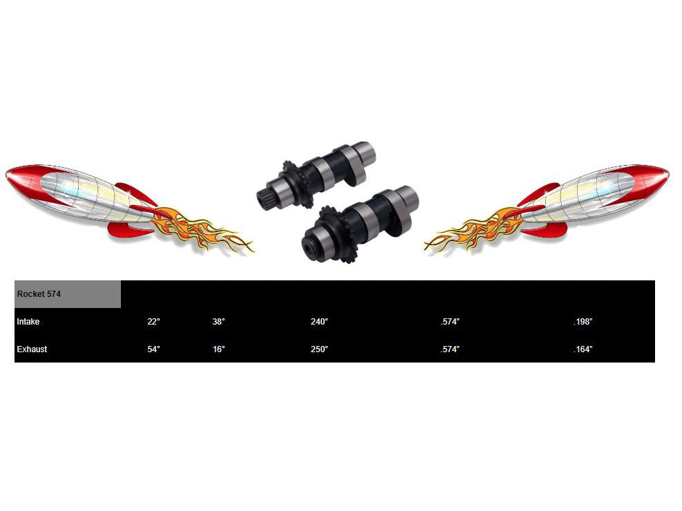 574CE Chain Drive Easy Start Camshafts. Fits Dyna 2006 & Twin Cam 2007-2017.