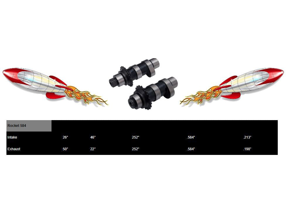 584C Chain Drive Camshafts. Fits Dyna 2006 & Twin Cam 2007-2017.