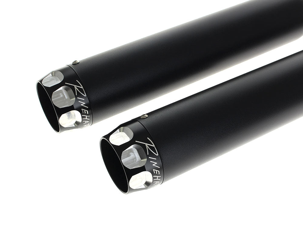 3in. Slip-On Mufflers - Black with Black Scalloped End Caps. Fits Dyna 1995-2017