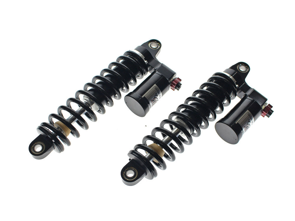 13in. RS-2 Piggyback Rear Shock Absorbers – Black. Fits Dyna 1991-2017