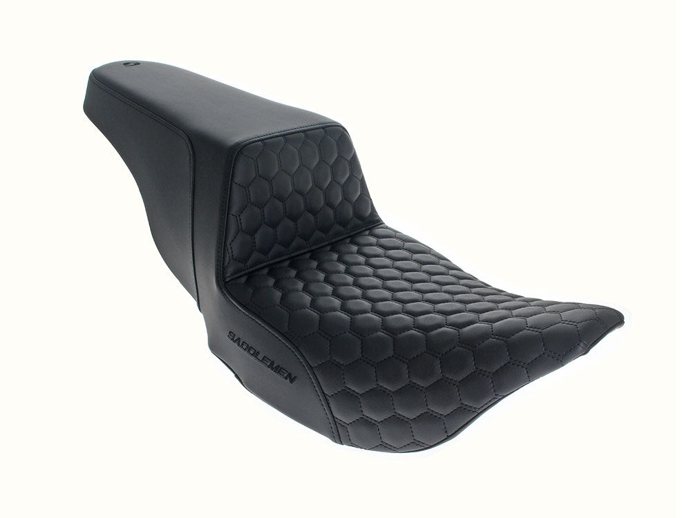 Step-Up HC Dual Seat With Black Honeycomb Stitch. Fits Most Touring 2008-2024