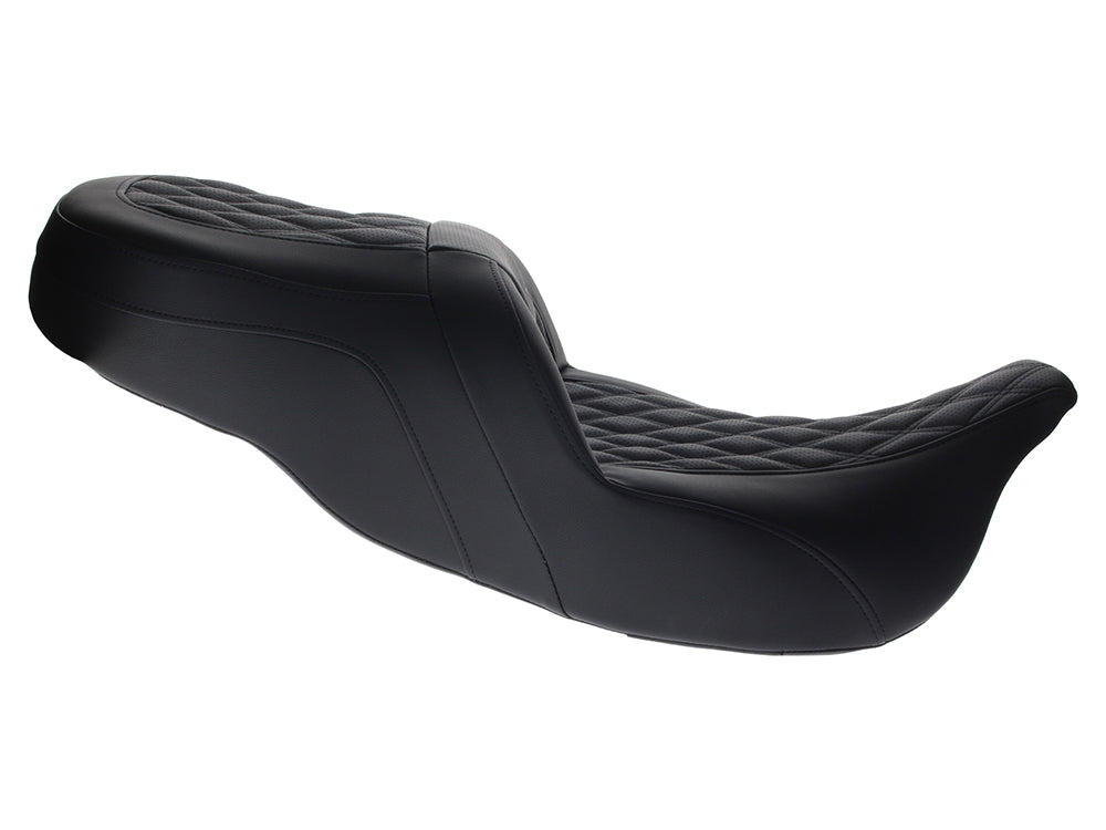 Roadsofa LS Dual Seat with Black Double Diamond Lattice Stitch. Fits Most Touring 2008-2024